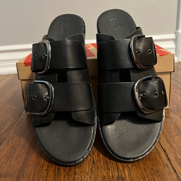 Black embellished adjustable sandals - Picture 3 of 4